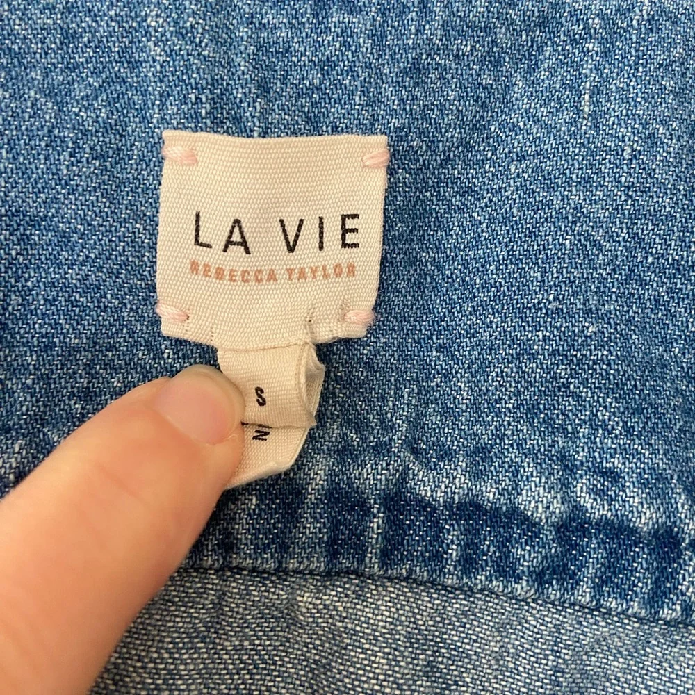 Rebecca Taylor Light Blue Ruffled Denim Top - Picture 5 of 6